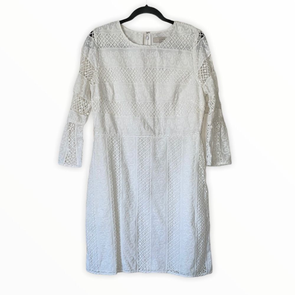 NWT Ann Taylor LOFT White Lace Shift Dress